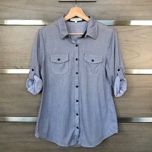 Eden & Olivia Light Blue Striped Button-Up Shirt